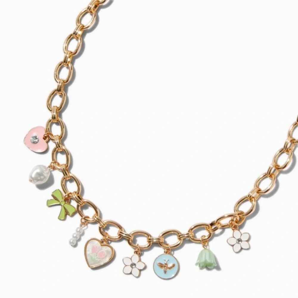 NWOT Gold-tone Spring Charm Necklace